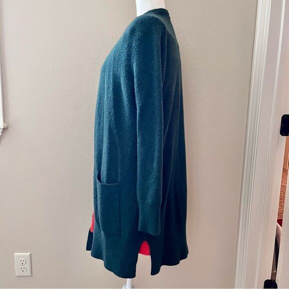 Madewell cozy cardigan sweater hunter green long wool alpaca front pockets small - Picture 9 of 9